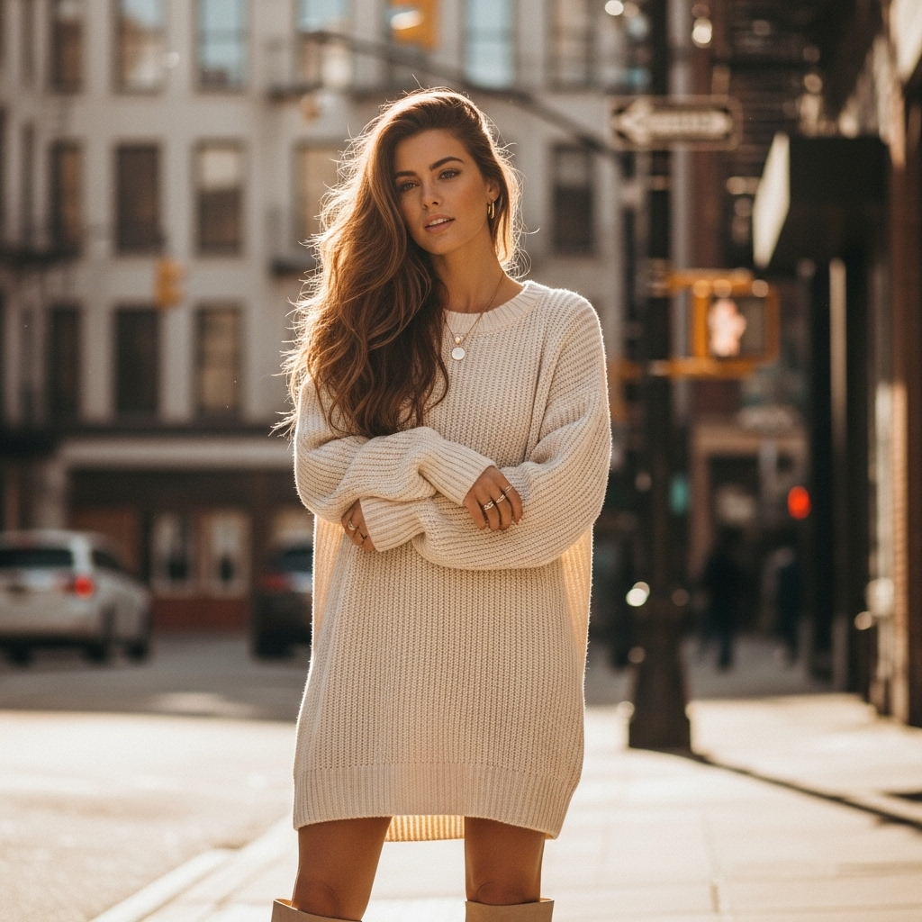 Oversizowy sweter: stylizacja na sukienkę, czyli ciepło i modnie!